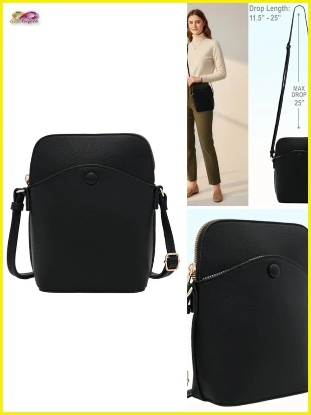 Small Crossbody Bag with Gold Hardware, Mini Shoulder Purse with Adjustable